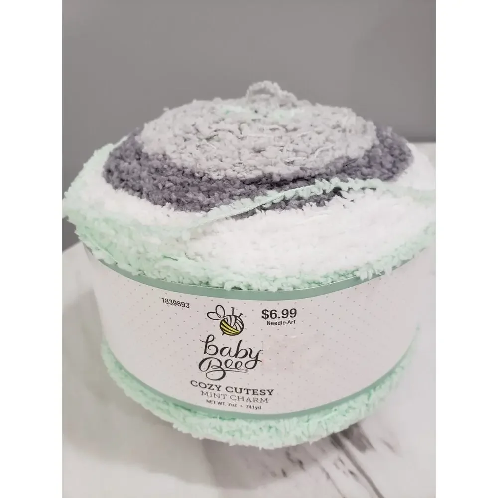 NEW Baby Bee Cozy Cutesy Mint‎ Charm Yarn Knit Crochet Craft RETIRED green grays